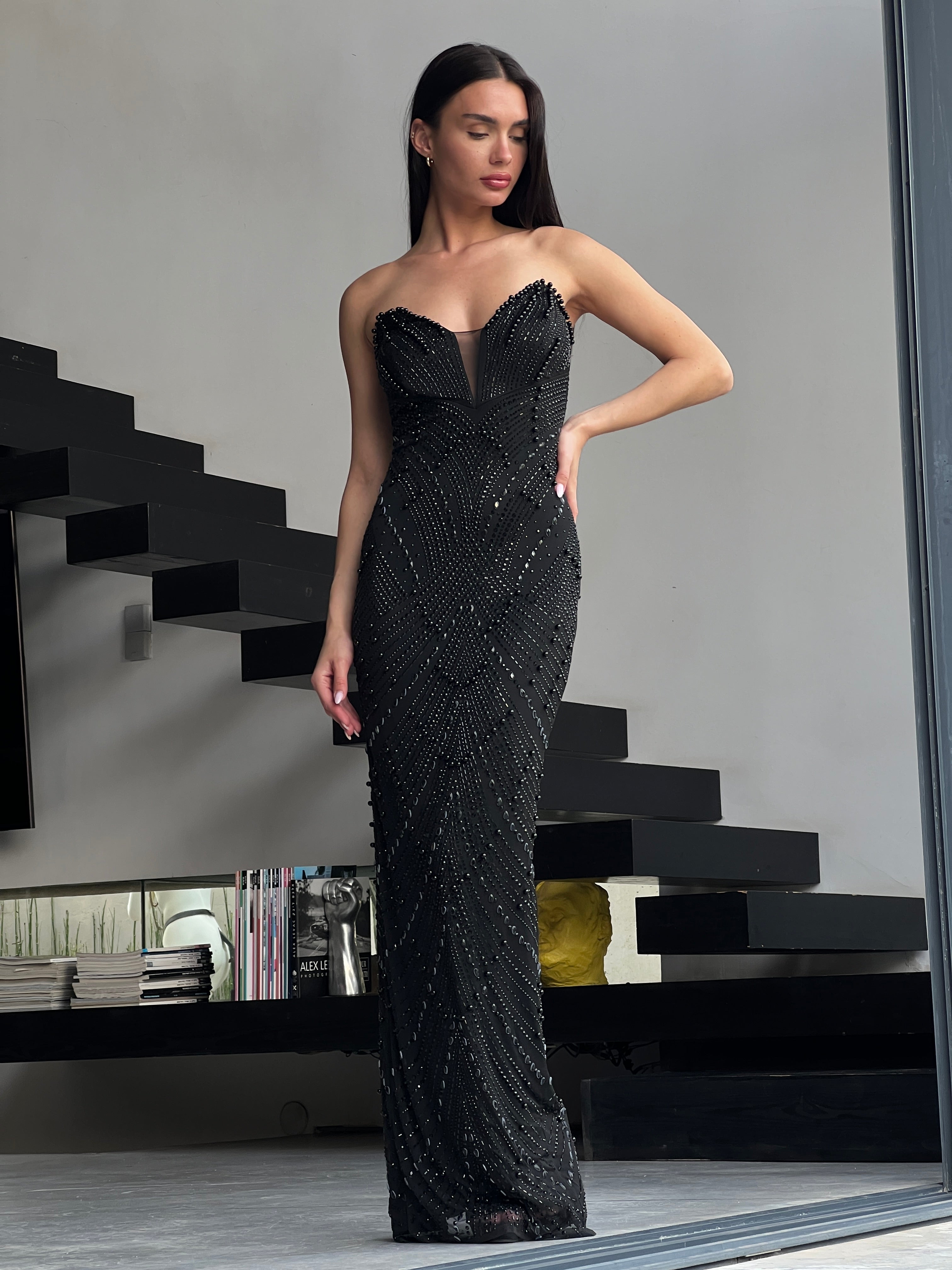 Amira | Elegant Strapless Beaded Gown