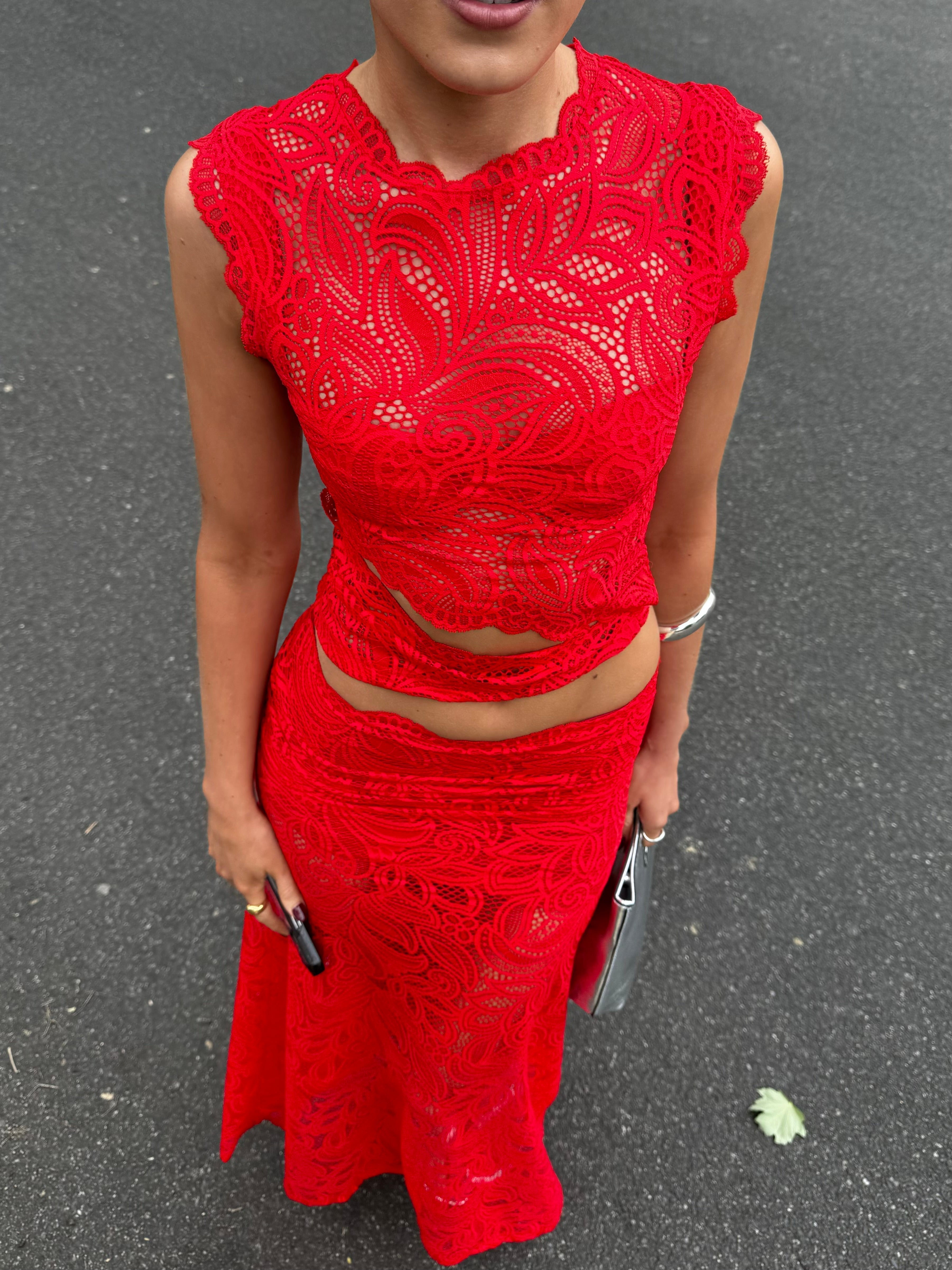 Elsa Laced Sleeveless Two Piece Set