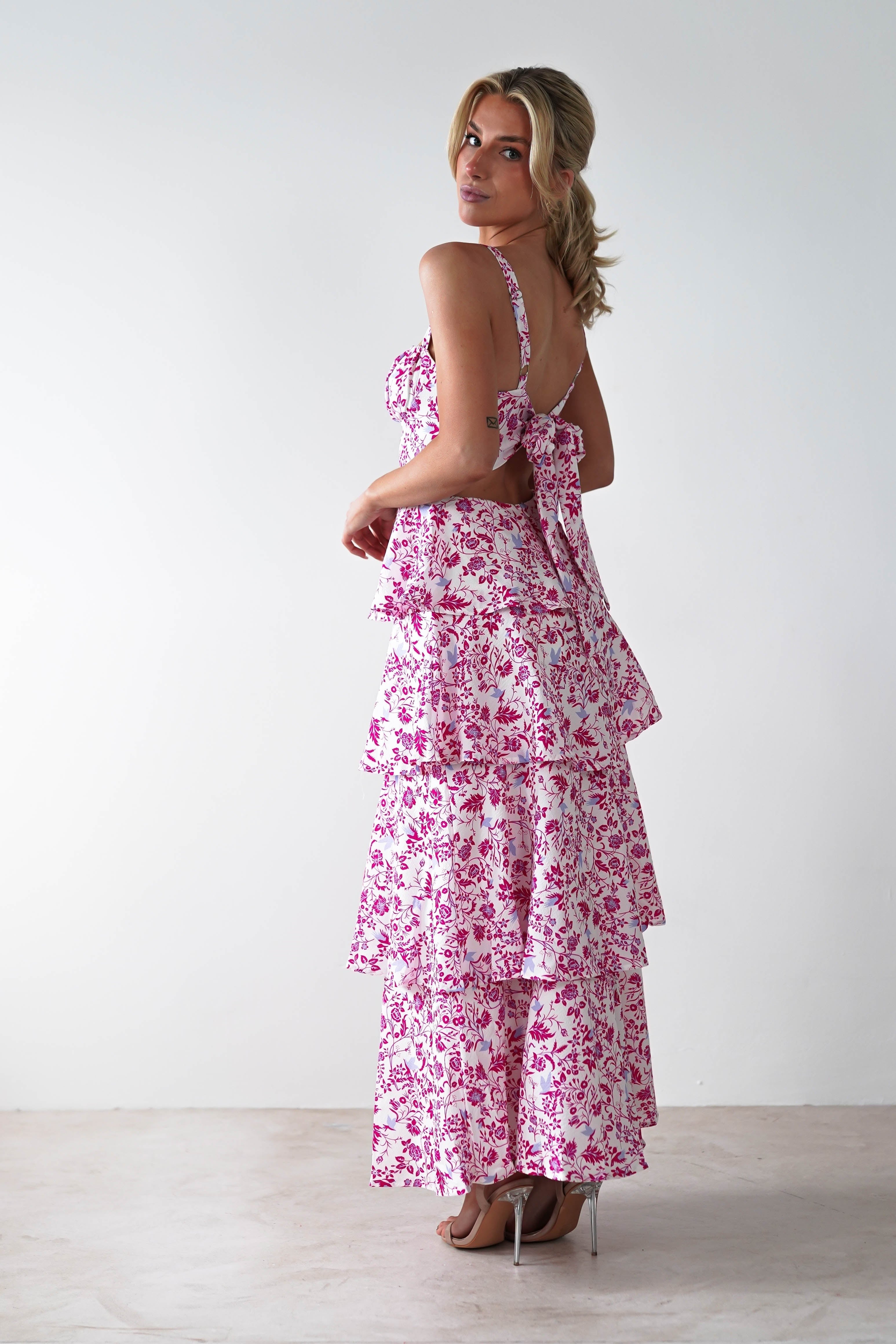 Emily | Floral Ruffle Midi Dress