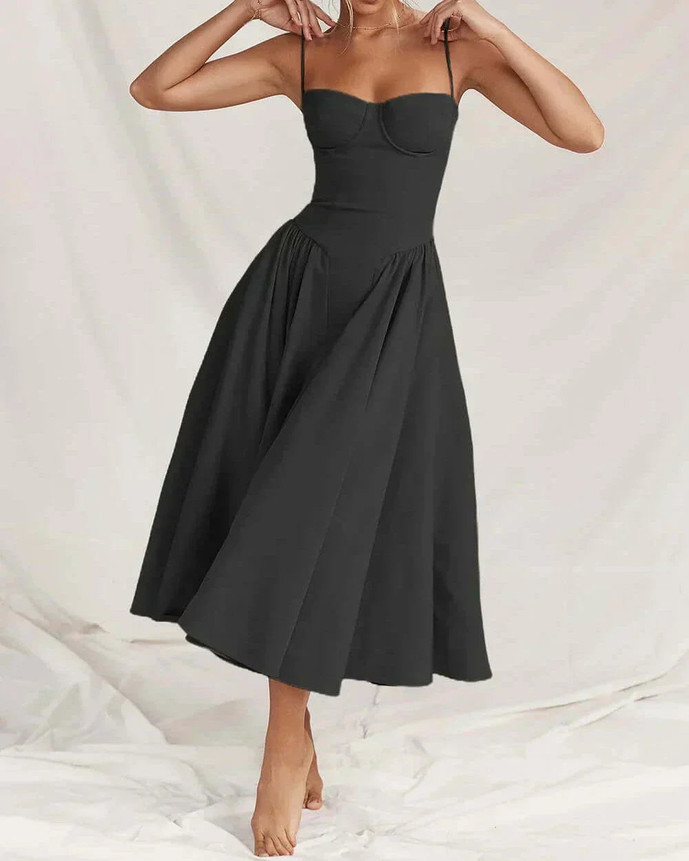 Brantley – Twill Corset Midi Dress
