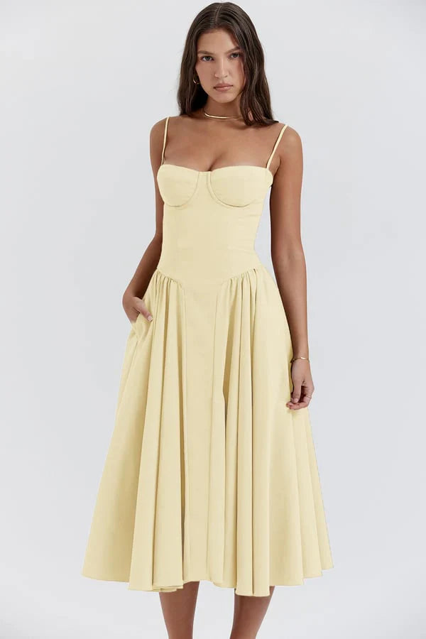 Brantley – Twill Corset Midi Dress