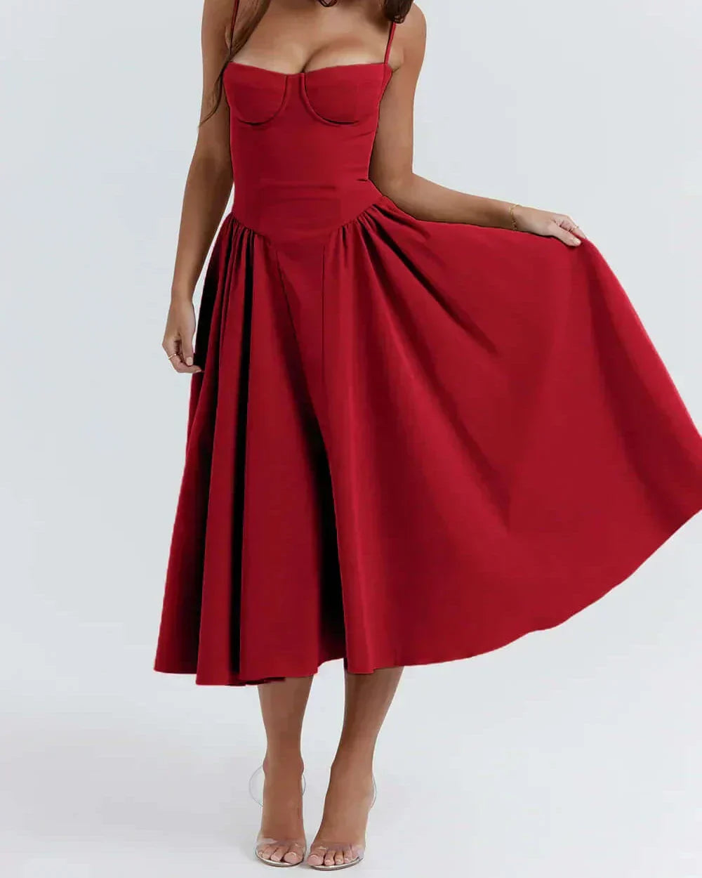 Brantley – Twill Corset Midi Dress