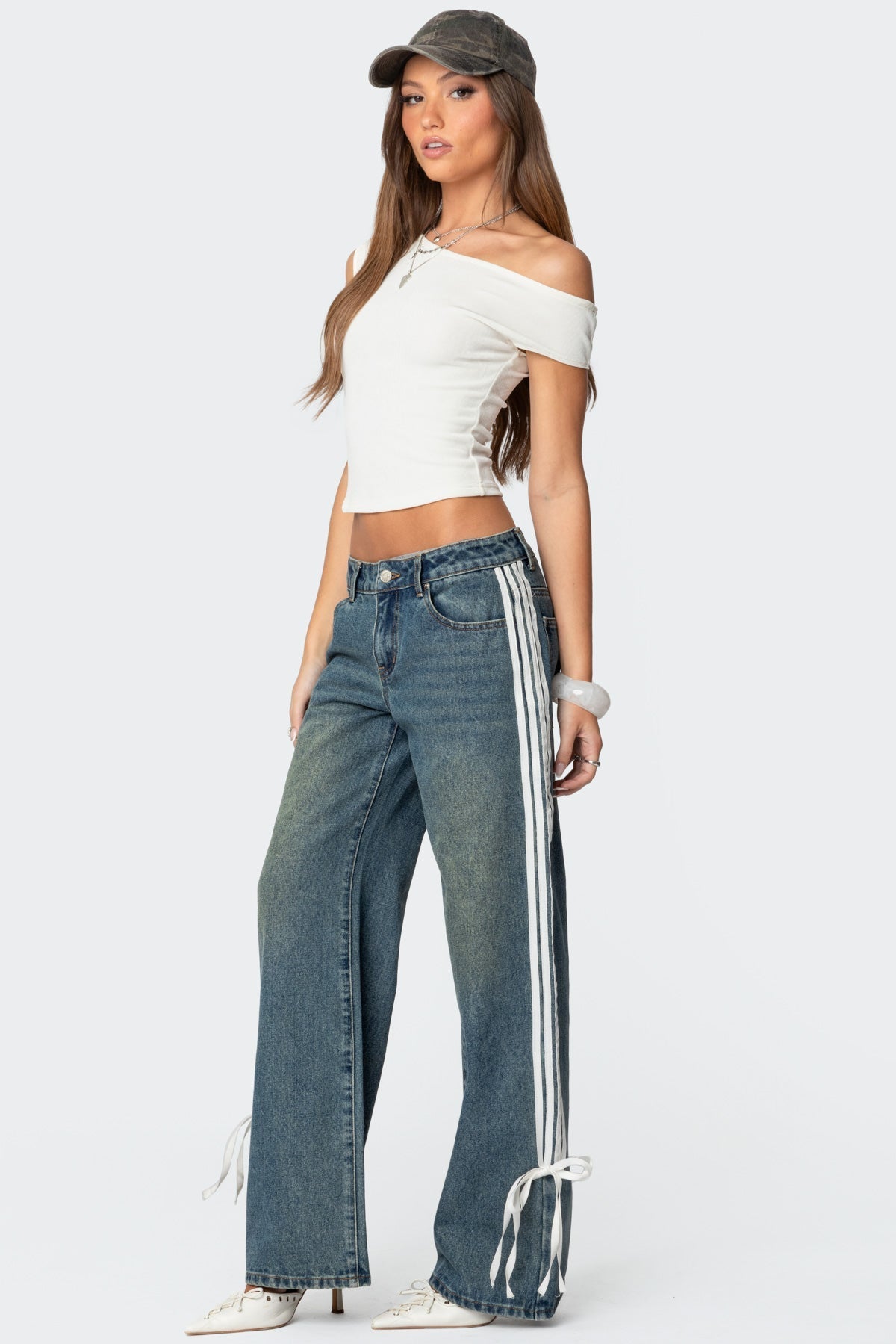 Hailey | Striped Straight Leg Jeans