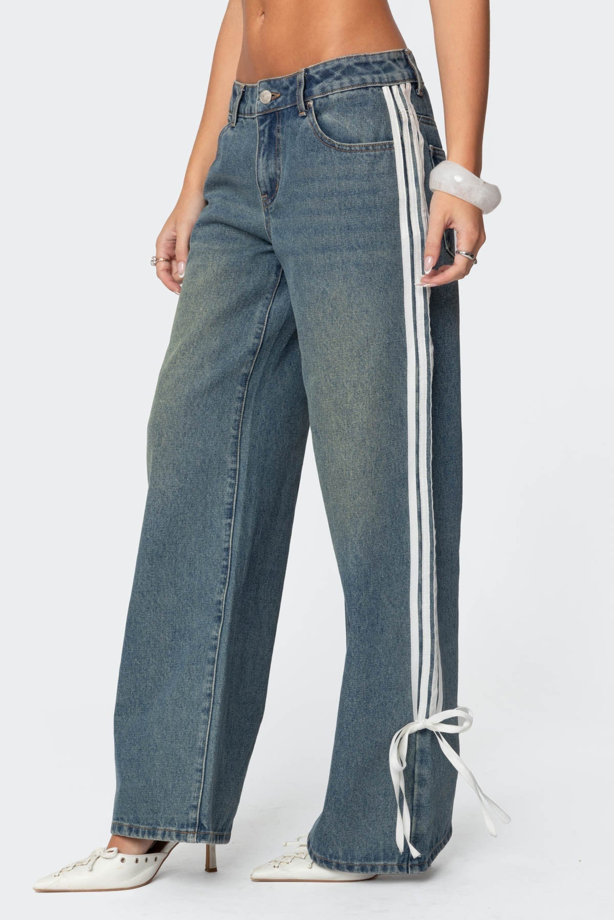 Hailey | Striped Straight Leg Jeans