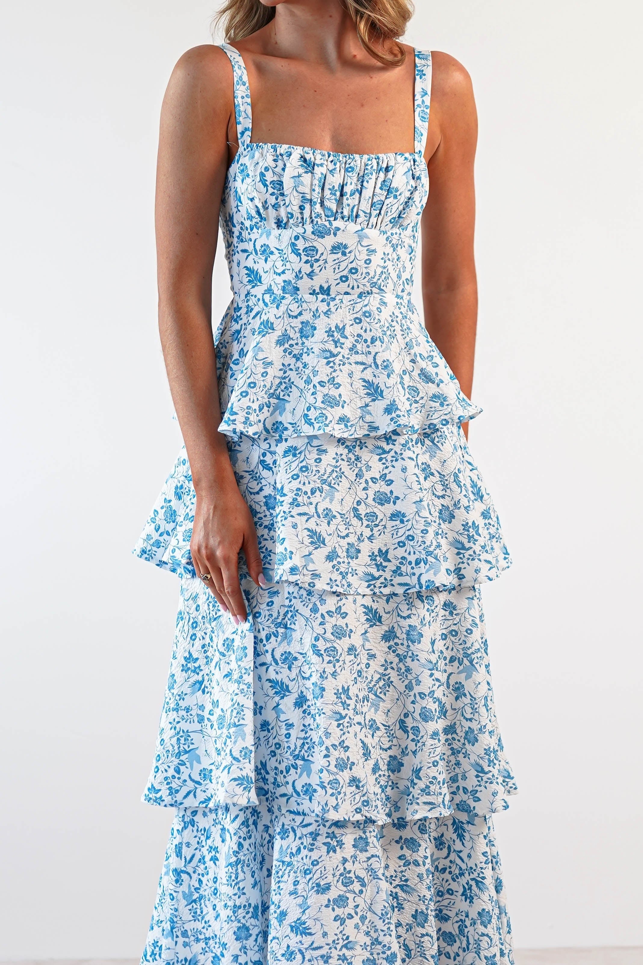 Emily | Floral Ruffle Midi Dress