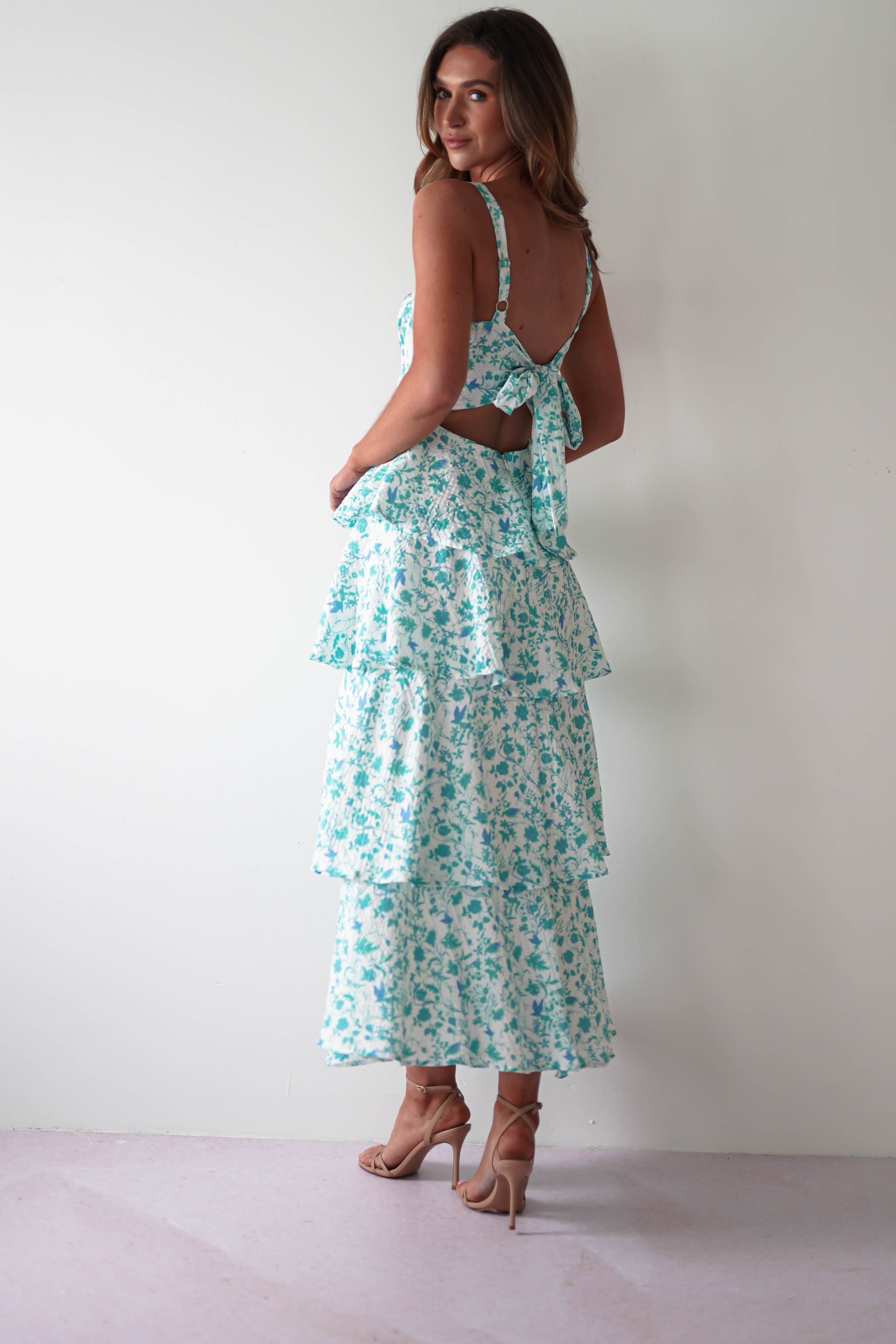 Emily | Floral Ruffle Midi Dress
