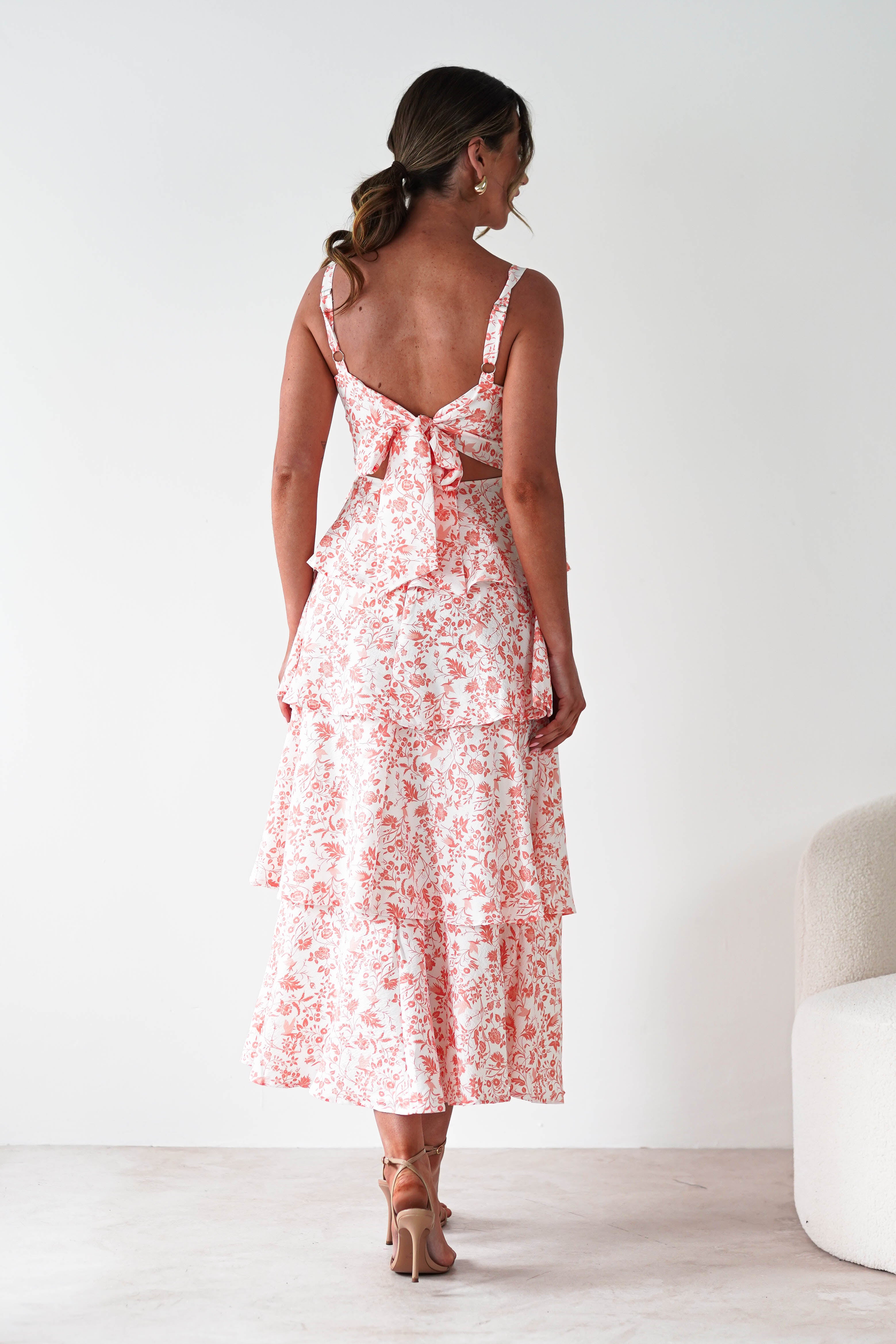 Emily | Floral Ruffle Midi Dress