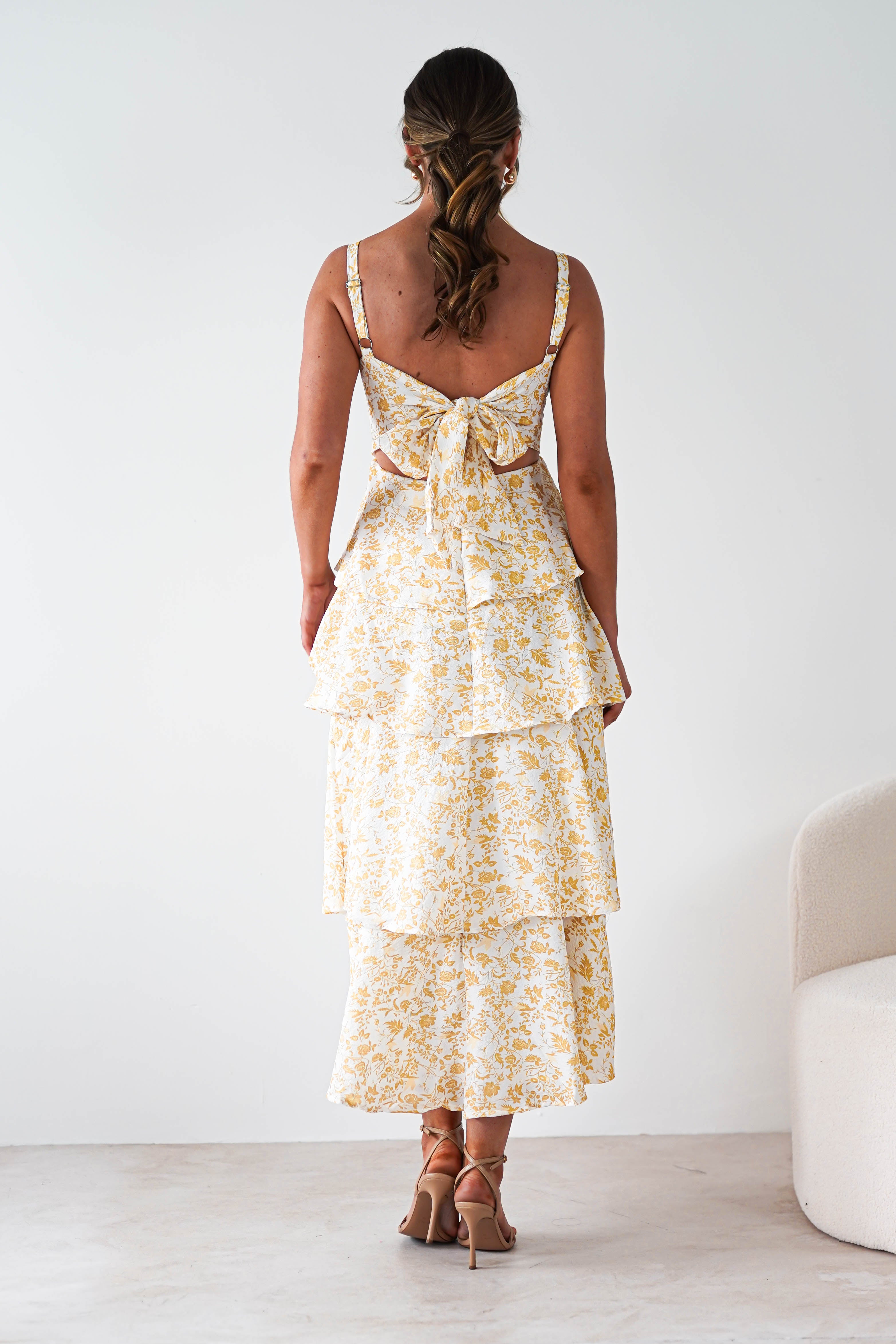 Emily | Floral Ruffle Midi Dress