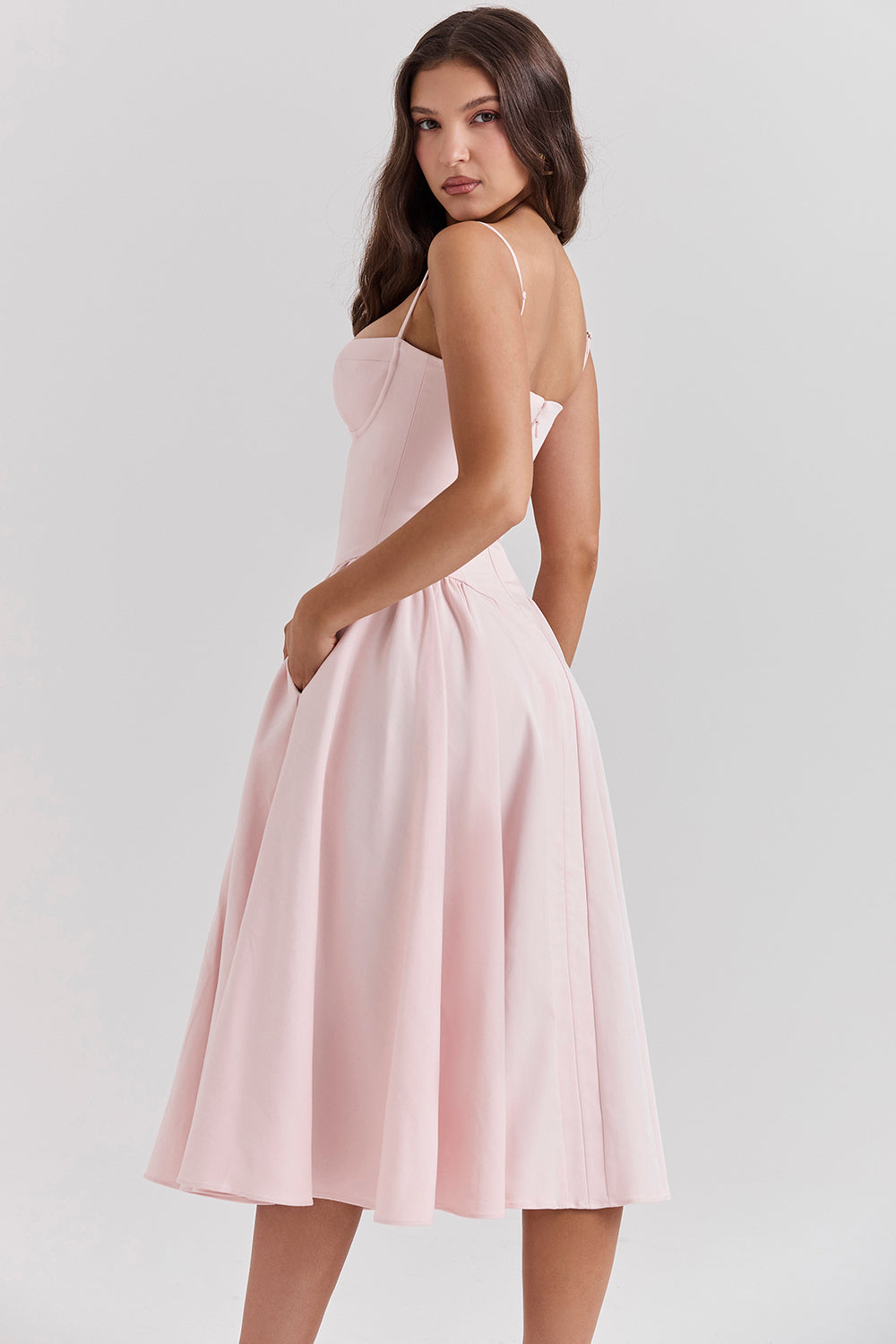 Brantley – Twill Corset Midi Dress