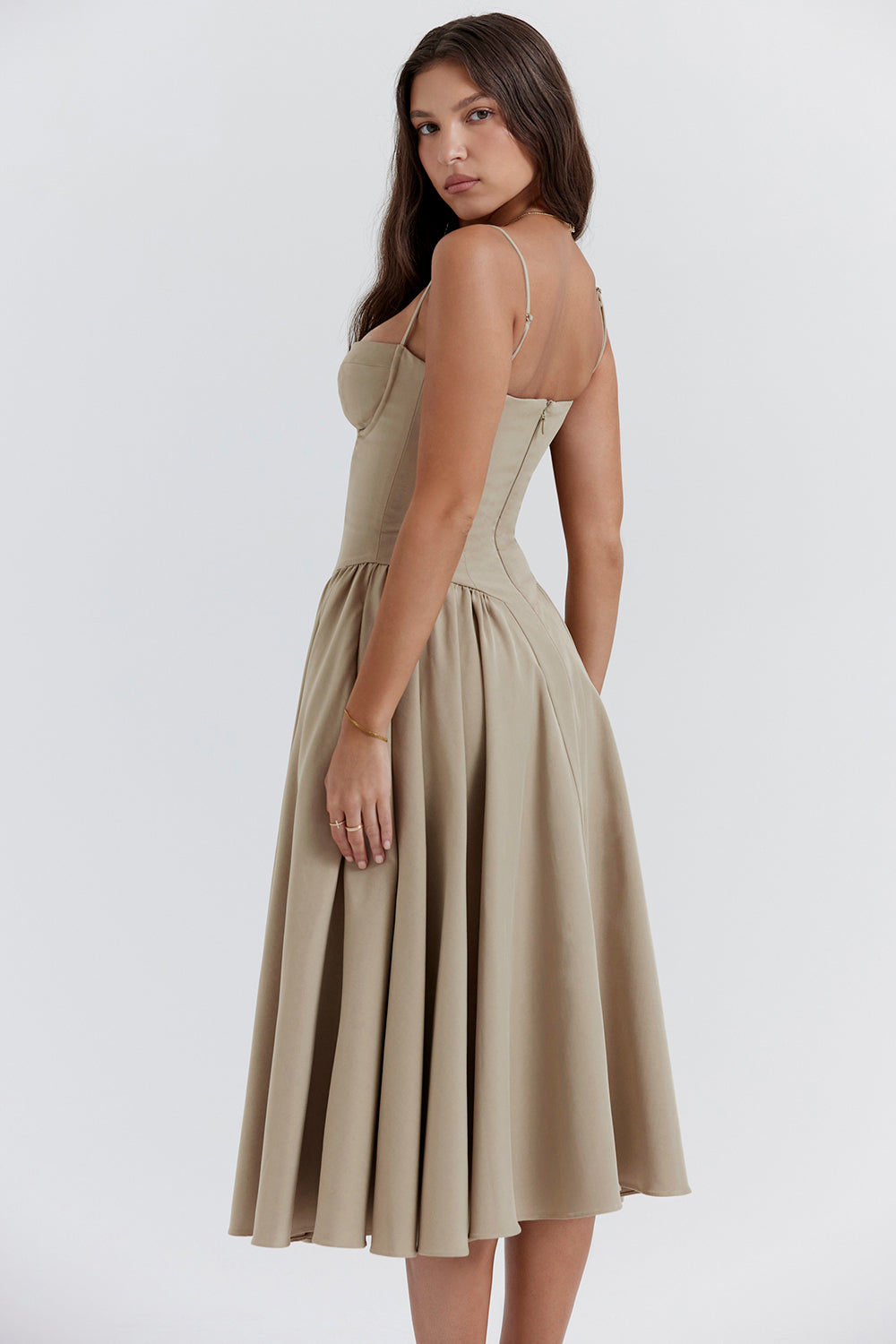 Brantley – Twill Corset Midi Dress