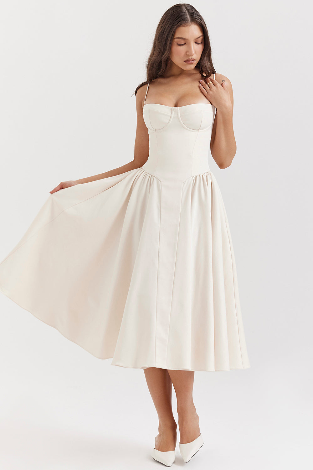 Brantley – Twill Corset Midi Dress