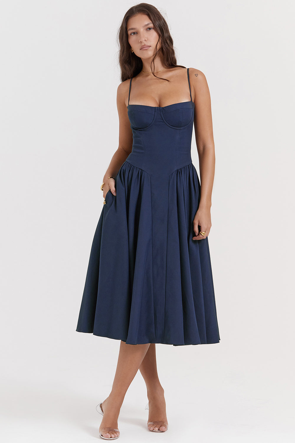 Brantley – Twill Corset Midi Dress