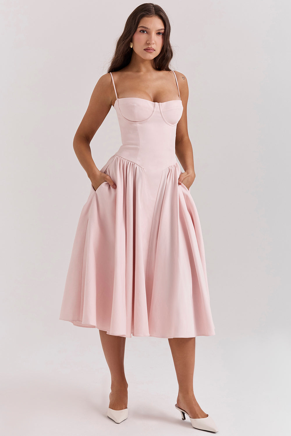Brantley – Twill Corset Midi Dress