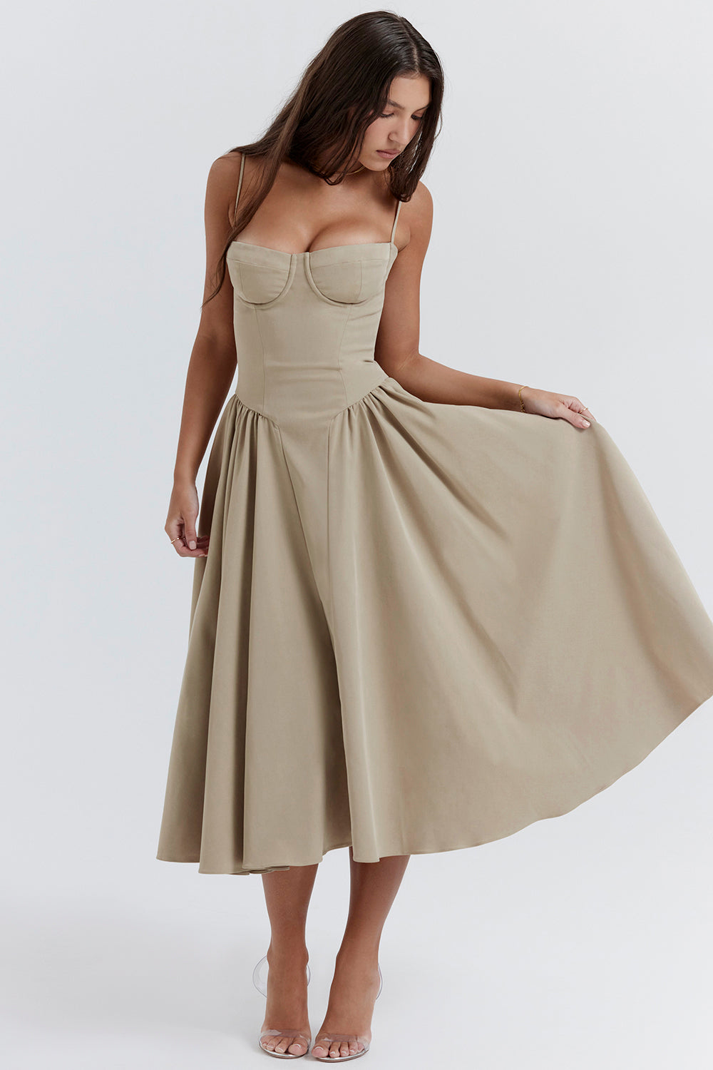 Brantley – Twill Corset Midi Dress