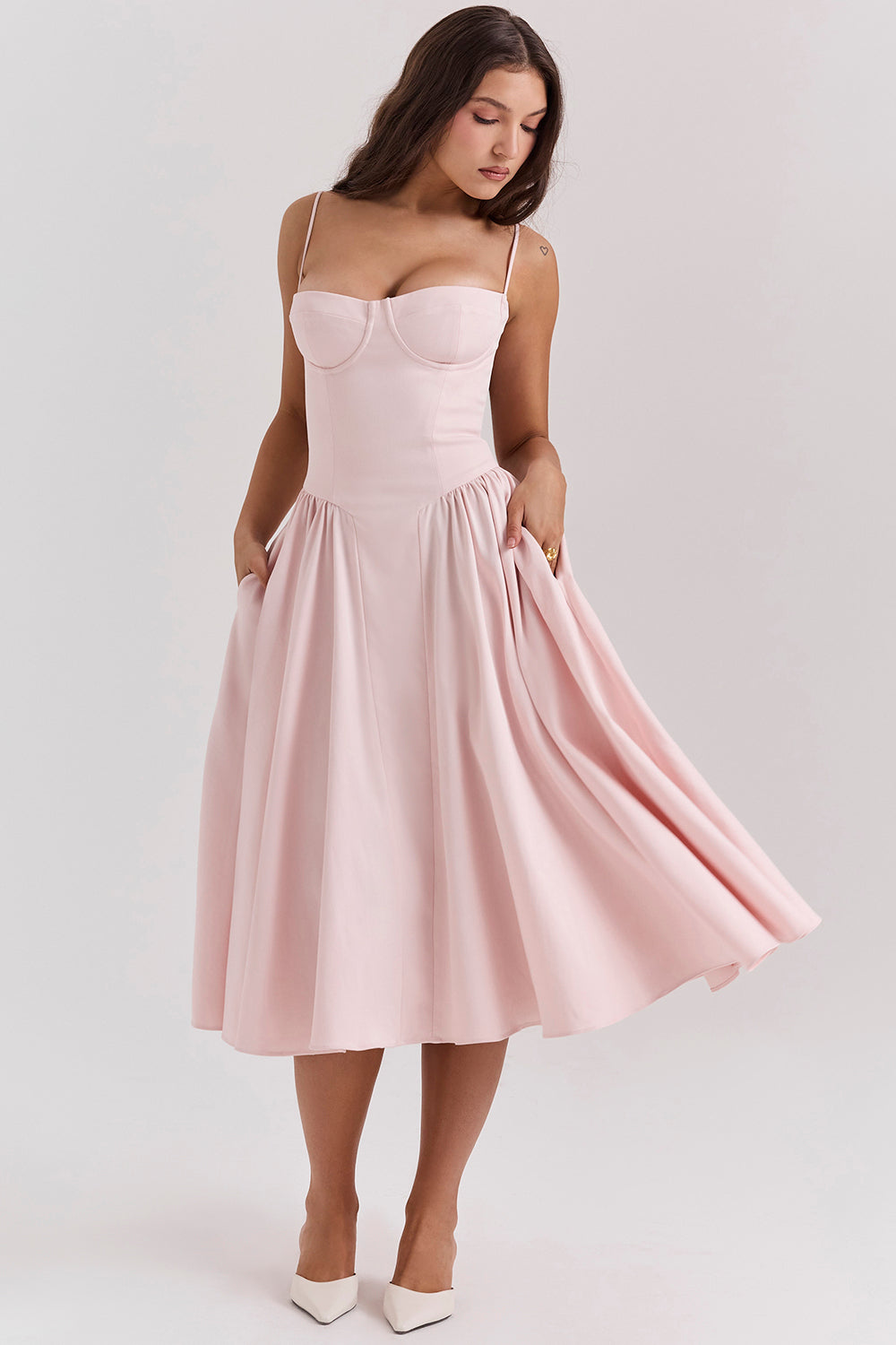 Brantley – Twill Corset Midi Dress