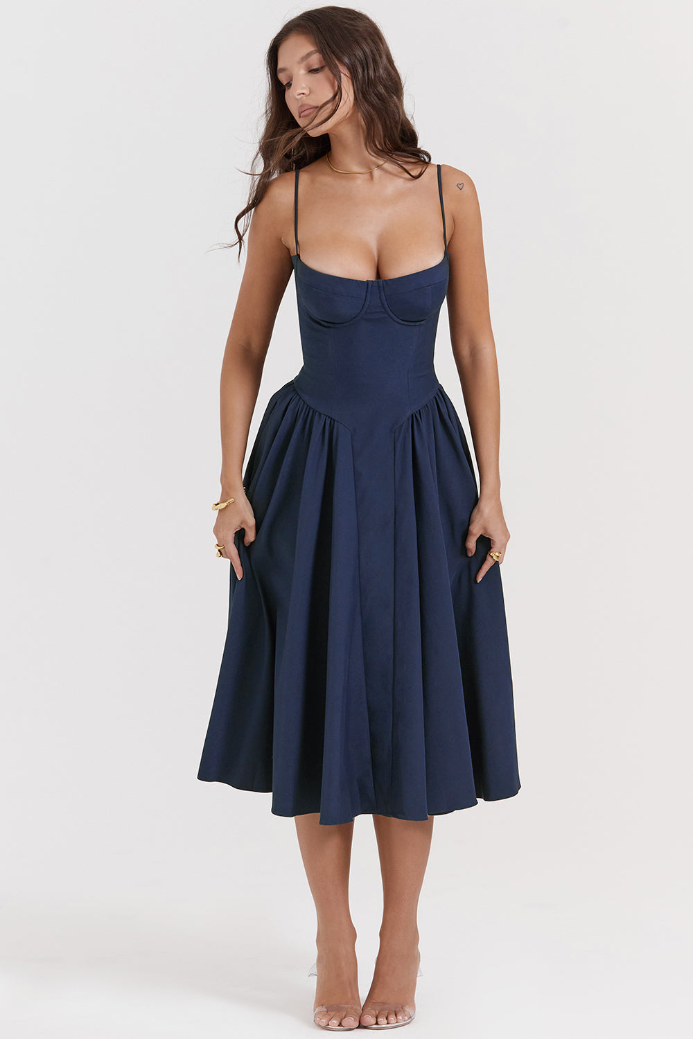 Brantley – Twill Corset Midi Dress