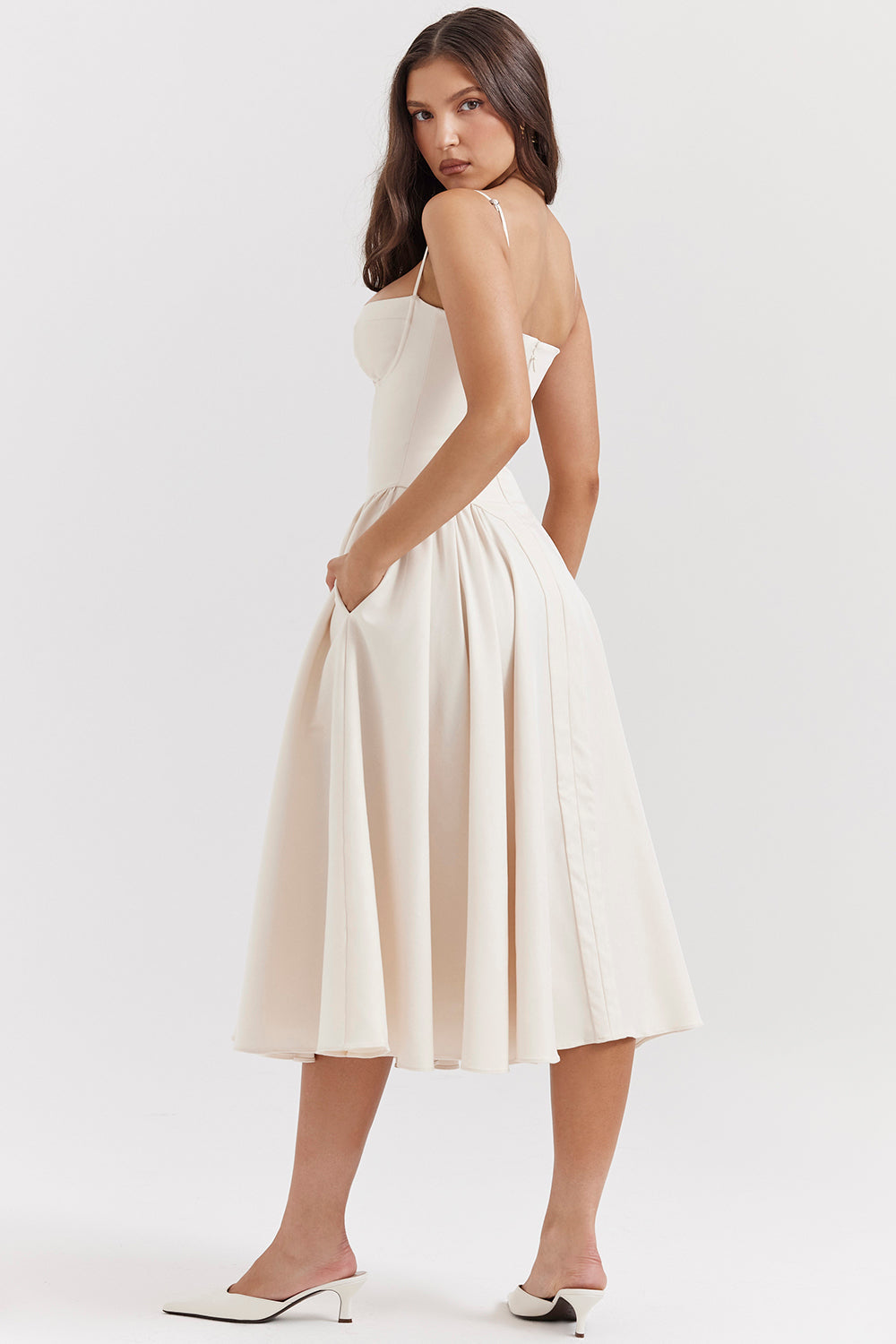 Brantley – Twill Corset Midi Dress