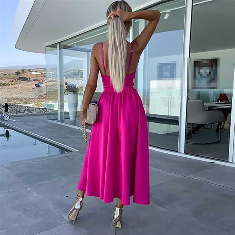 Spaghetti Straps High Slit Dress