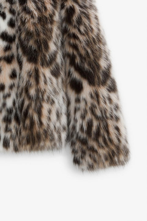 LEOPARD FAUX FUR JACKET