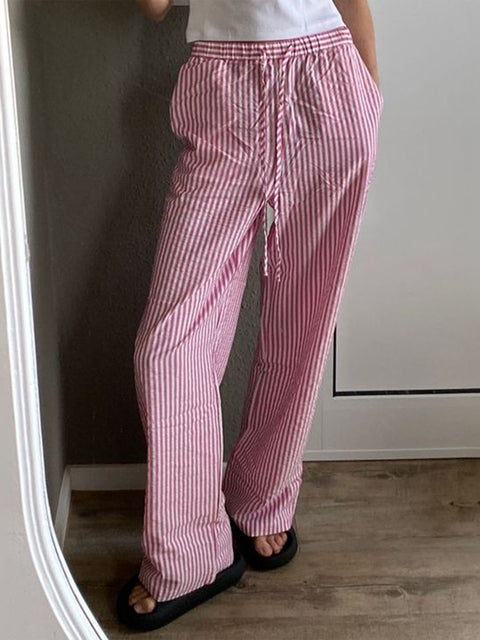 Striped Casual Drawstring Trousers