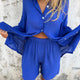 Women’s 2-Piece Loose Shirt & Elastic Shorts Set