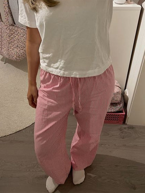 Striped Casual Drawstring Trousers