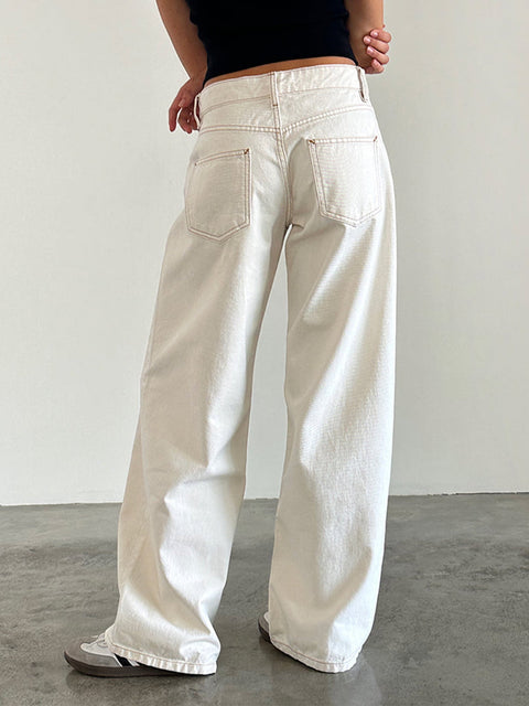 White – Crisp White Baggy Jeans