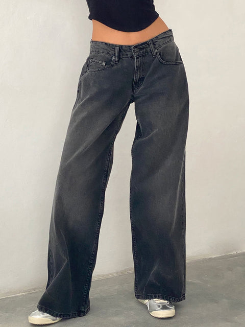 Smokey Gray Wide Leg Jeans