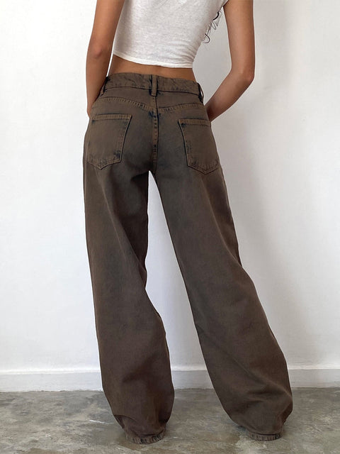 Dark Brown – Chic Brown Baggy Jeans