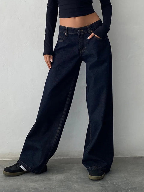 Dark Blue – Classic Dark Wide Leg Jeans