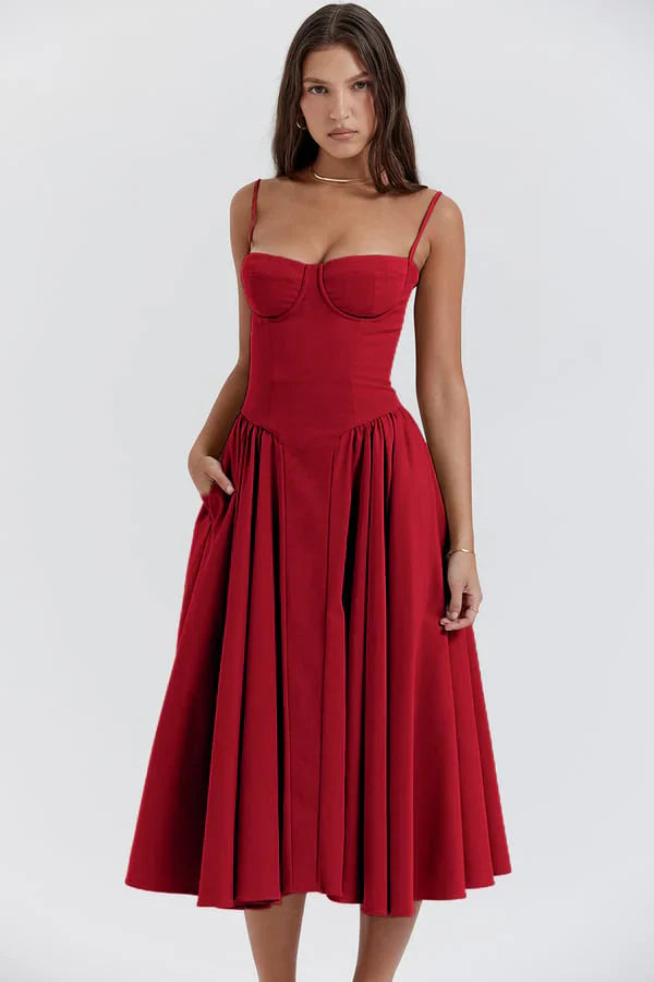 Brantley – Twill Corset Midi Dress