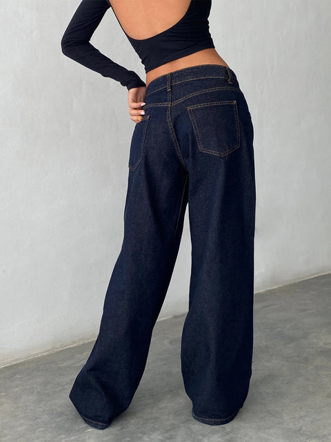 Dark Blue – Classic Dark Wide Leg Jeans