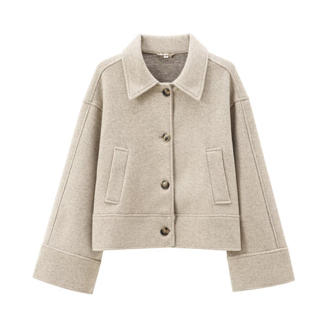 Autumn Solid Color Felt Loose Lapels Coat