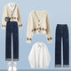 Knitted Cardigan Slimming Jeans Three-piece Set