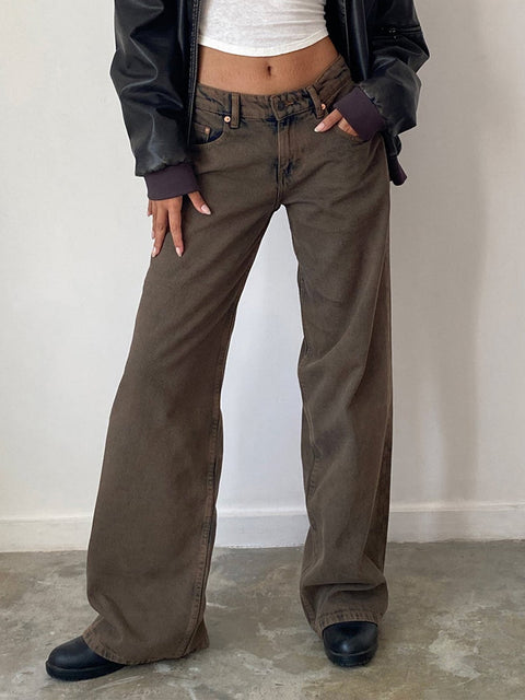 Dark Brown – Chic Brown Baggy Jeans