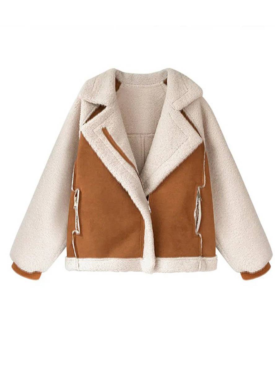 Cocolii women's aviator style jacket suede teddy oversized winter jackets