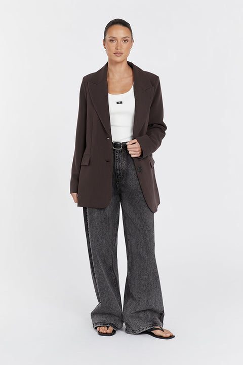 ELLE | BLAZER EN CHOCOLAT NOIR