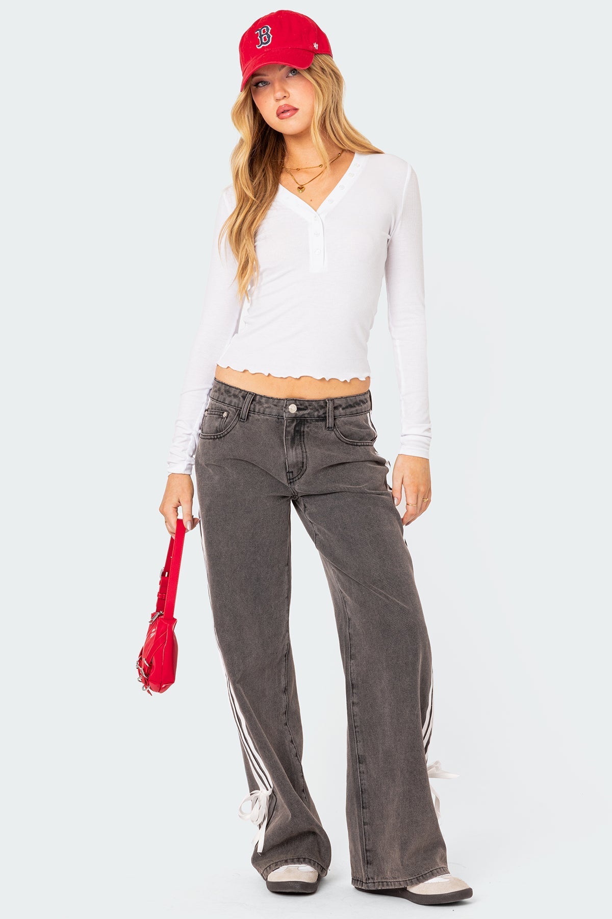 Hailey | Striped Straight Leg Jeans