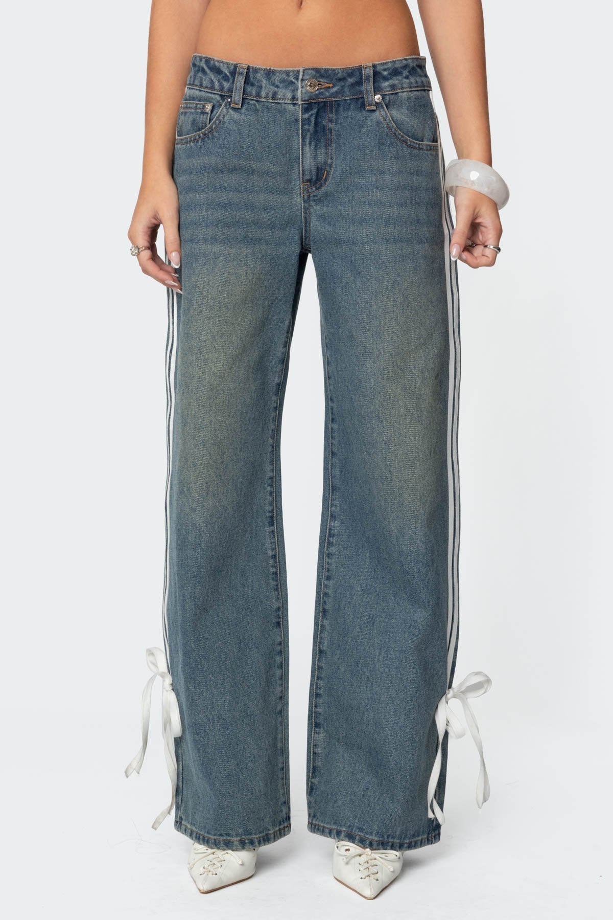 Hailey | Striped Straight Leg Jeans