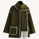 Emily Winter Coat with Scarf for Women | Fall Coat Wool | Scarf Coat Green-White