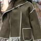 Emily Winter Coat with Scarf for Women | Fall Coat Wool | Scarf Coat Green-White