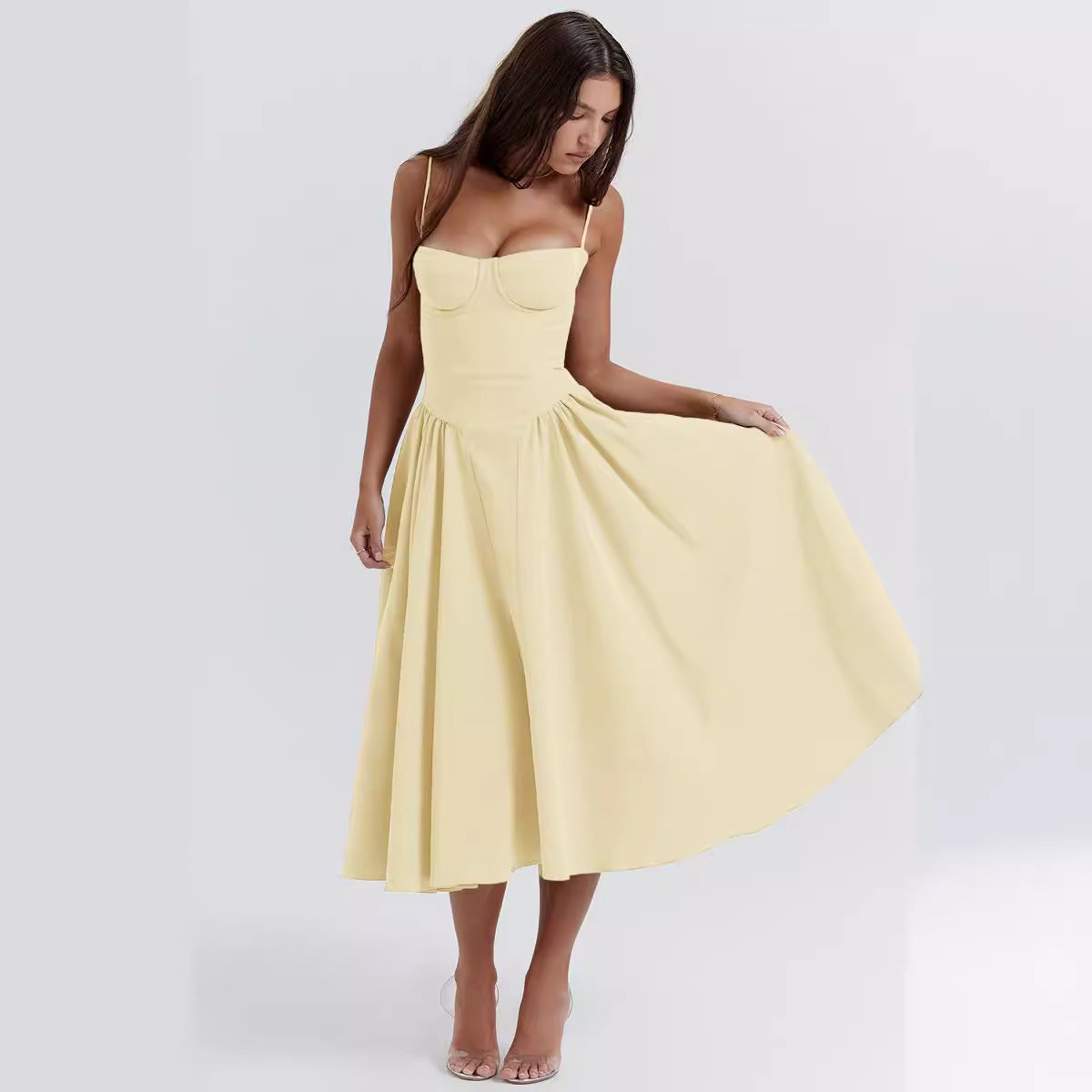 Brantley – Twill Corset Midi Dress