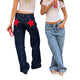 Retro Back Five-pointed Star Jeans Color Contrast Patchwork Casual Pants