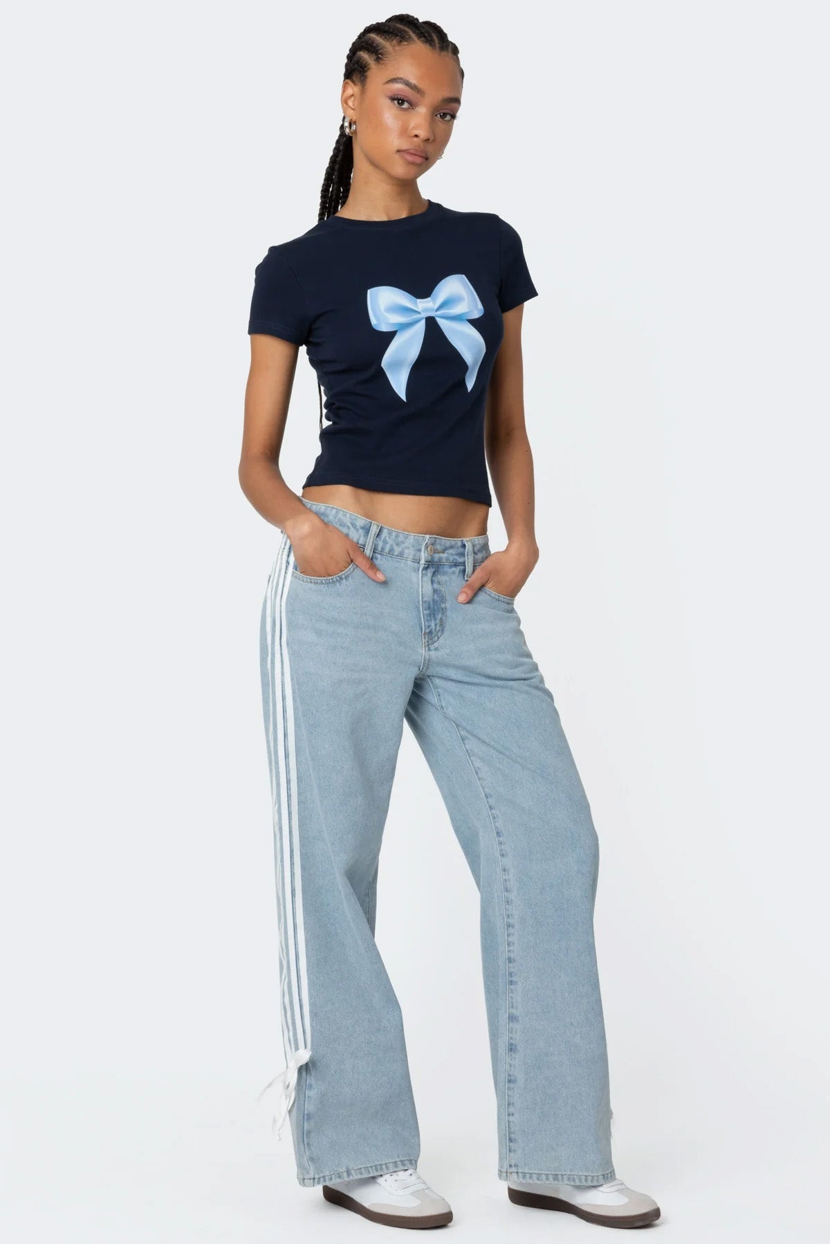 Hailey | Striped Straight Leg Jeans
