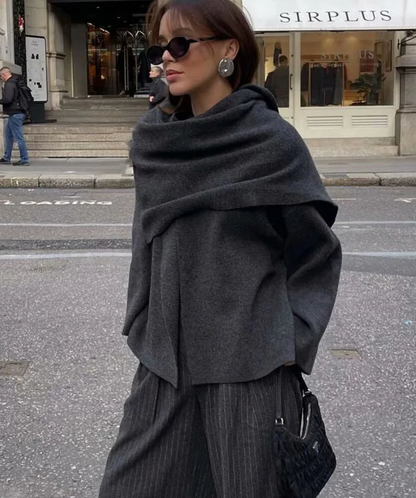 Cozy Couture | Oversized Coat with Scarf in One