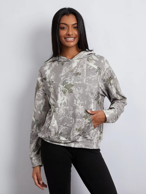 Sweat à capuche unisexe à motif camouflage avec doublure en polaire chaude