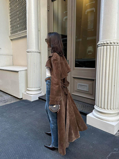 Solana - Suede Leather Trench Coat