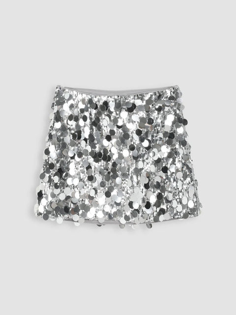 Jupe à paillettes argentée/noire parfaite pour les fêtes 