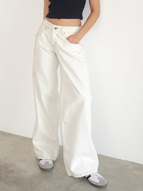 White – Crisp White Baggy Jeans