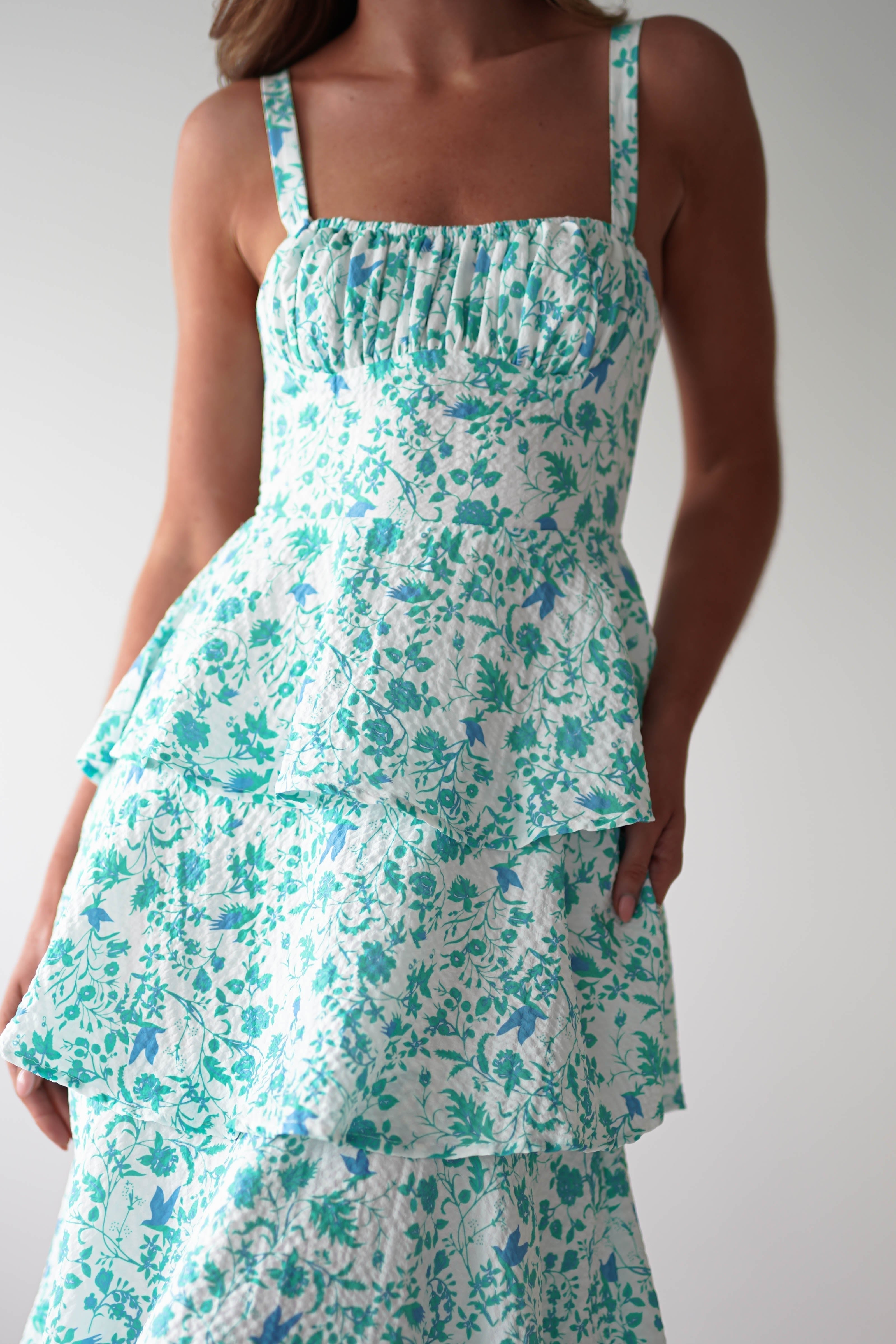 Emily | Floral Ruffle Midi Dress